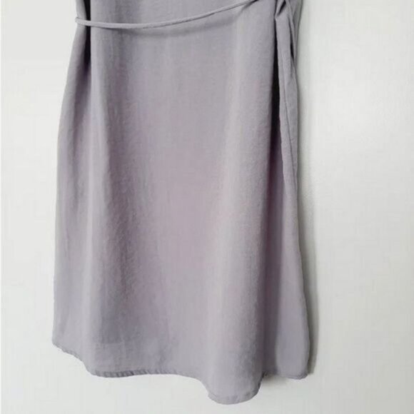 FOREVER 21 Satin Flowy Neutral Light Gray Shirt Mini Dress Sz S - Picture 10 of 12